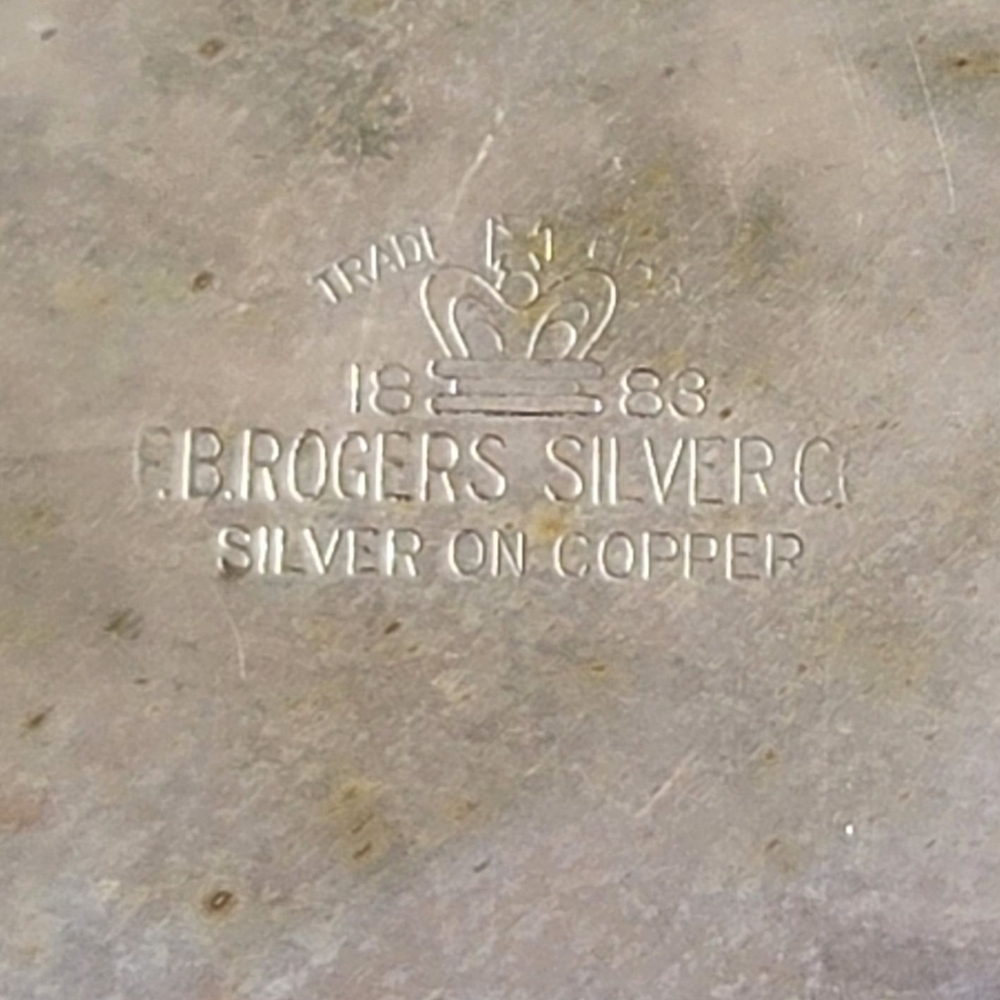Vintage  1883 F.B. ROGERS SILVER CO.Elegant Silver On Copper Serving Tray - Picture 6 of 7